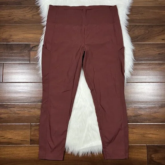 Athleta Women's Size 16 Cognac Brown Trekkie Hybrid Crop Tight Pants 446615 - Picture 1 of 10